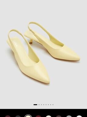 NWT.  Cider Pointed Slingback Kitten Heel Pumps in Pale Yellow